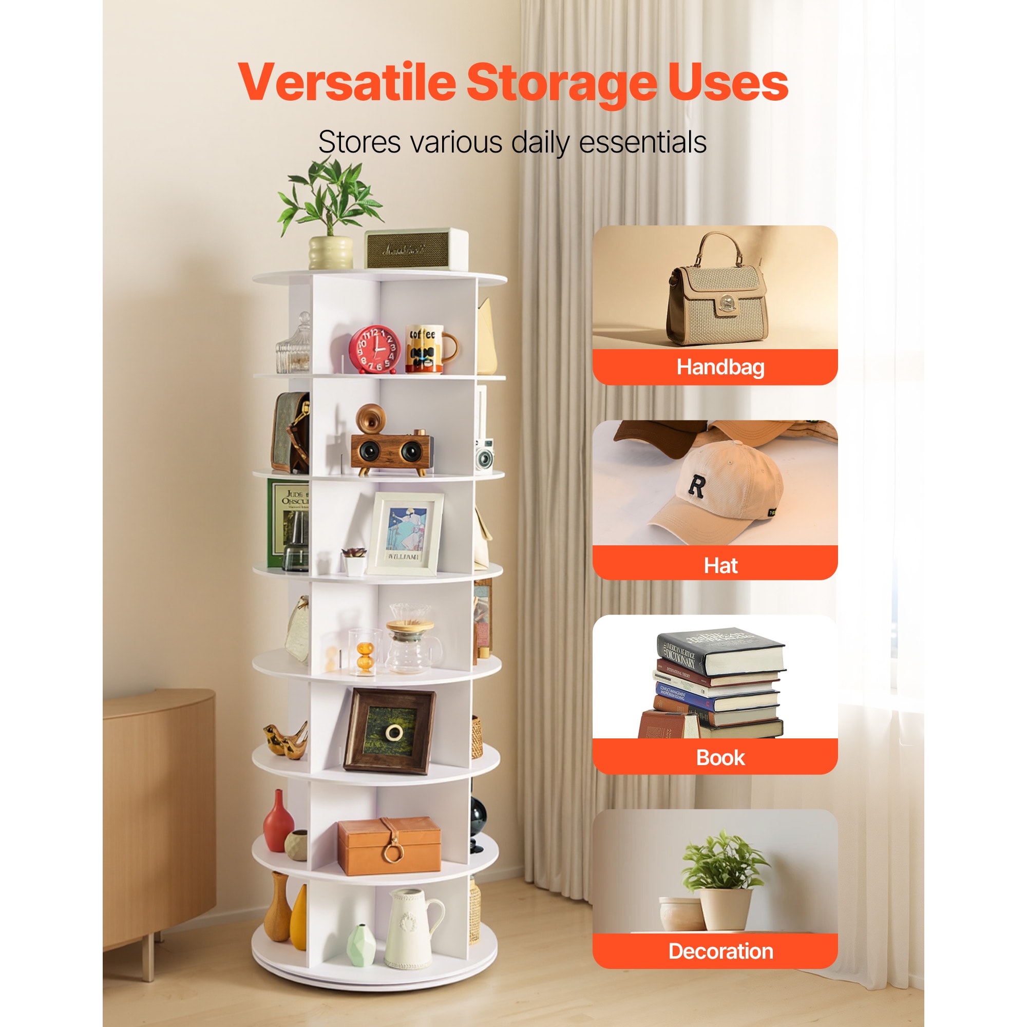 7 Tier Rotating Shoe Rack Tower 360 Spinning Carousel Organizer_voghion.com